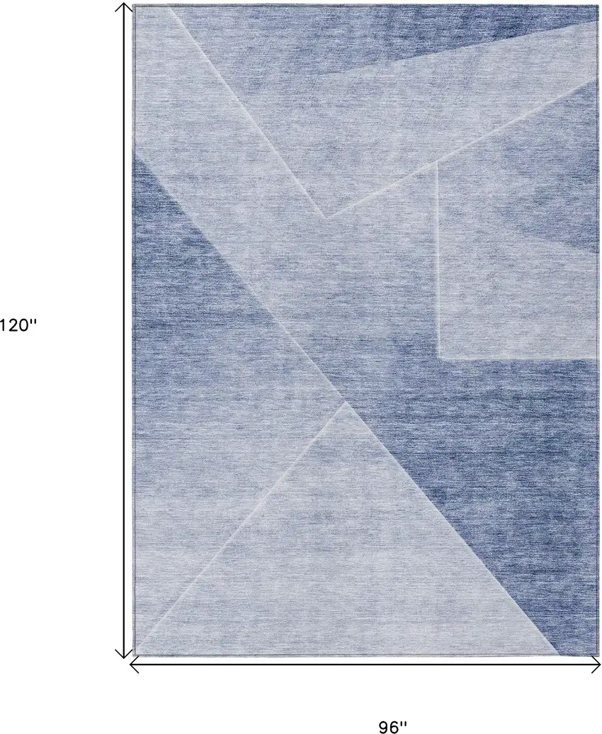 Navy Blue And Denim Blue Abstract Washable Indoor Outdoor Area Rug Photo 3