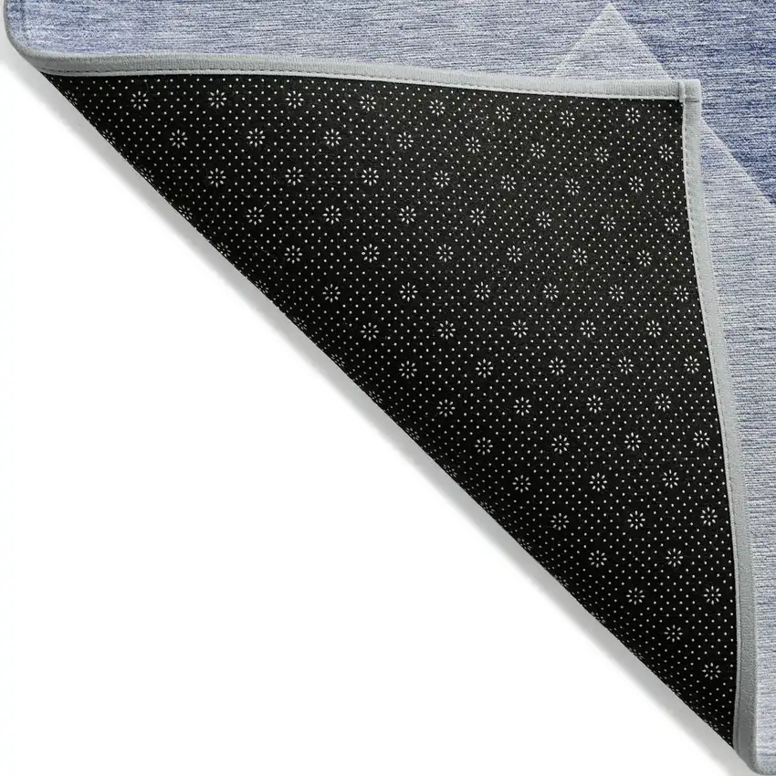 Navy Blue And Denim Blue Abstract Washable Indoor Outdoor Area Rug Photo 4