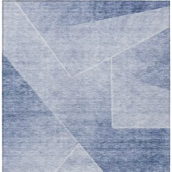 Navy Blue And Denim Blue Abstract Washable Indoor Outdoor Area Rug Photo 7