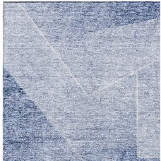 Navy Blue And Denim Blue Abstract Washable Indoor Outdoor Area Rug Photo 6
