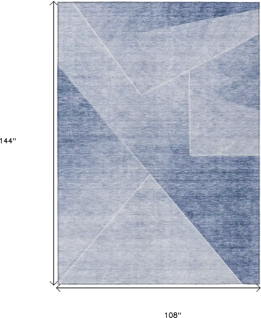 Navy Blue And Denim Blue Abstract Washable Indoor Outdoor Area Rug Photo 3