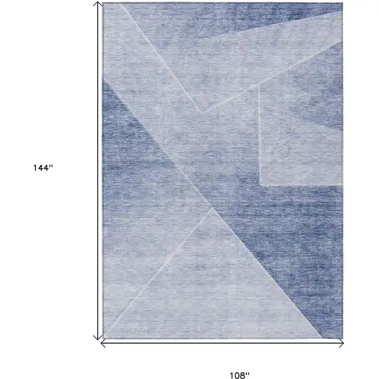 Navy Blue And Denim Blue Abstract Washable Indoor Outdoor Area Rug Photo 3