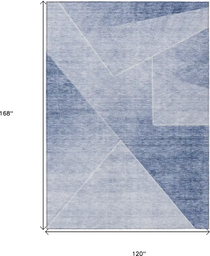 Navy Blue And Denim Blue Abstract Washable Indoor Outdoor Area Rug Photo 3