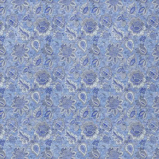 Navy Blue And Denim Blue Floral Washable Indoor Outdoor Area Rug Photo 6