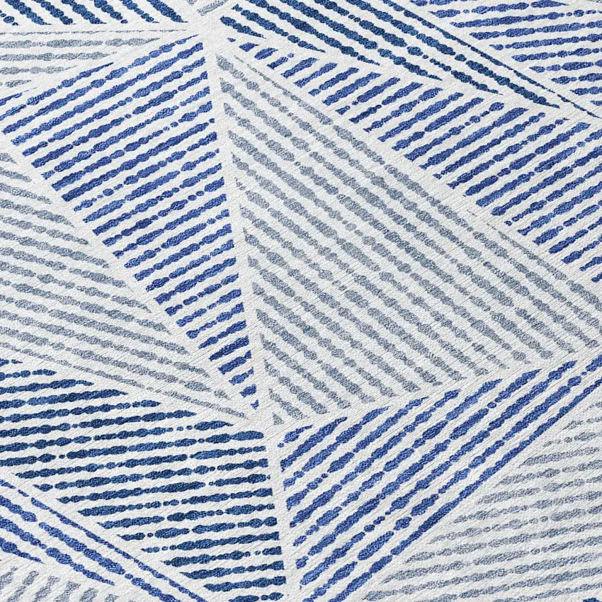 Navy Blue And Denim Blue Geometric Washable Indoor Outdoor Area Rug Photo 5