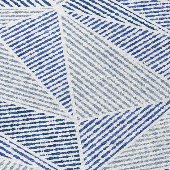 Navy Blue And Denim Blue Geometric Washable Indoor Outdoor Area Rug Photo 5