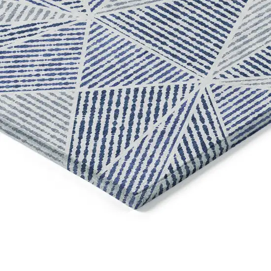 Navy Blue And Denim Blue Geometric Washable Indoor Outdoor Area Rug Photo 4