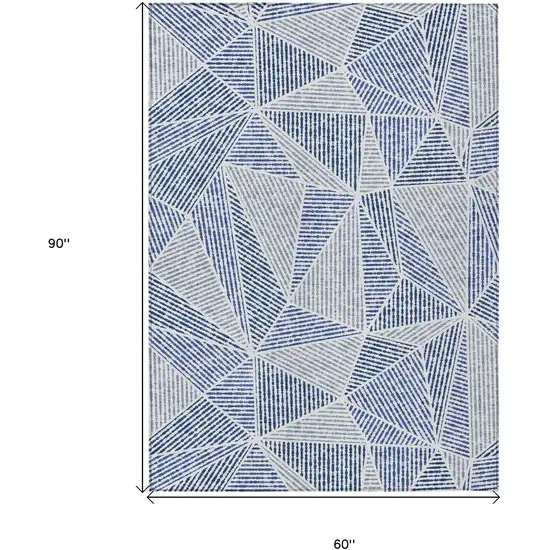 Navy Blue And Denim Blue Geometric Washable Indoor Outdoor Area Rug Photo 3