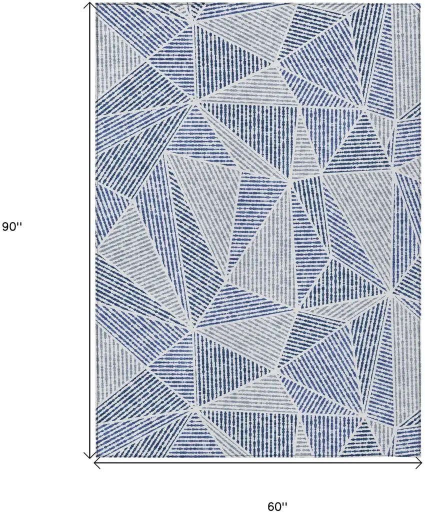 Navy Blue And Denim Blue Geometric Washable Indoor Outdoor Area Rug Photo 3