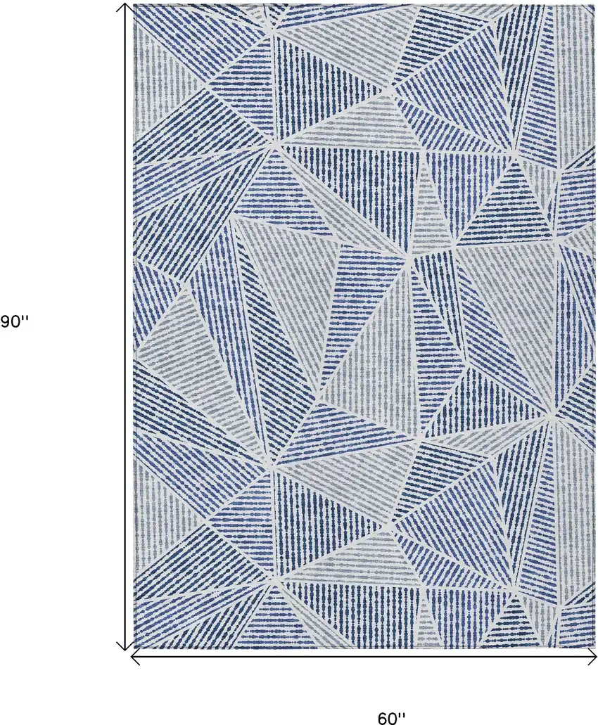 Navy Blue And Denim Blue Geometric Washable Indoor Outdoor Area Rug Photo 3