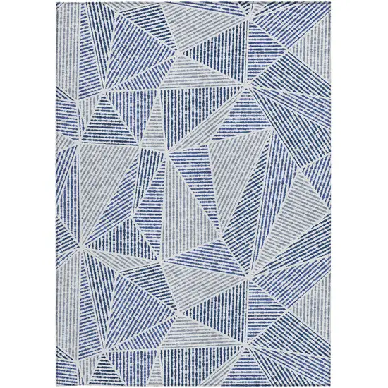 Navy Blue And Denim Blue Geometric Washable Indoor Outdoor Area Rug Photo 6