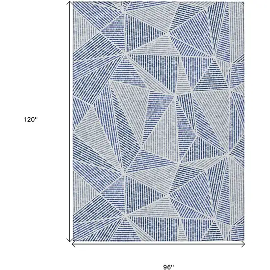 Navy Blue And Denim Blue Geometric Washable Indoor Outdoor Area Rug Photo 3