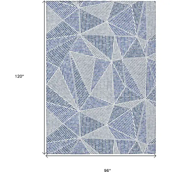 Navy Blue And Denim Blue Geometric Washable Indoor Outdoor Area Rug Photo 3