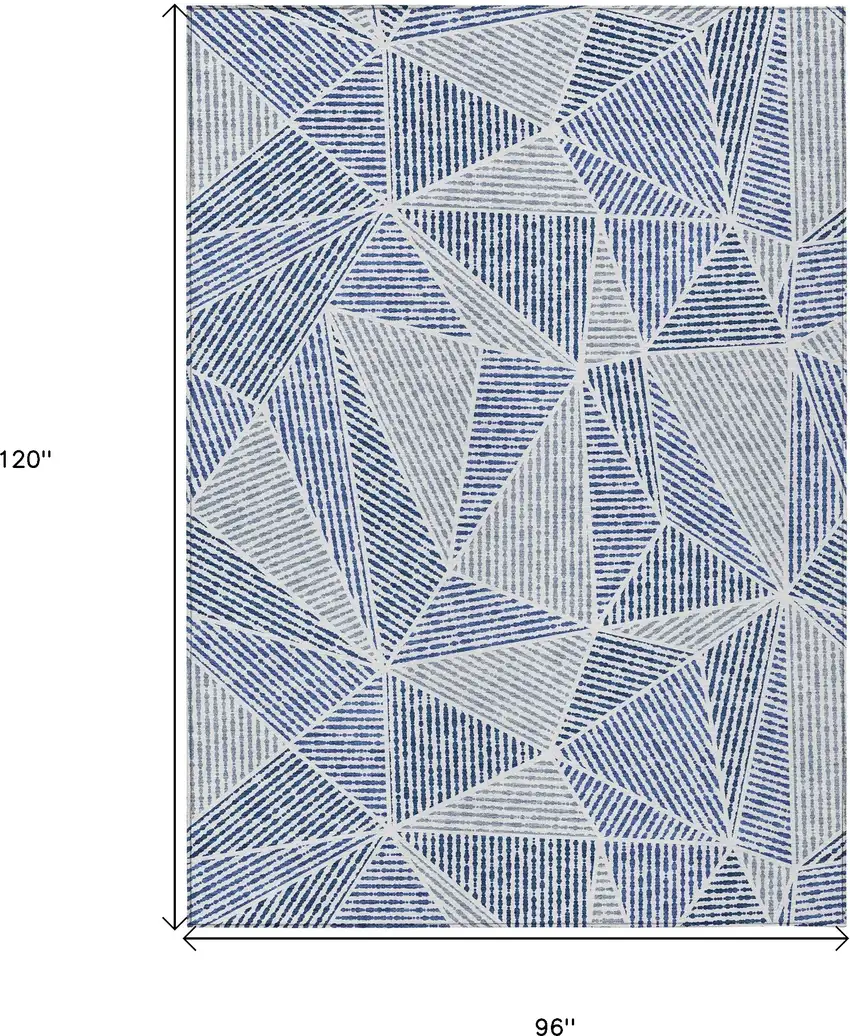 Navy Blue And Denim Blue Geometric Washable Indoor Outdoor Area Rug Photo 3