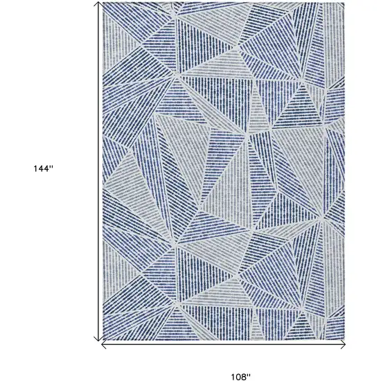 Navy Blue And Denim Blue Geometric Washable Indoor Outdoor Area Rug Photo 3
