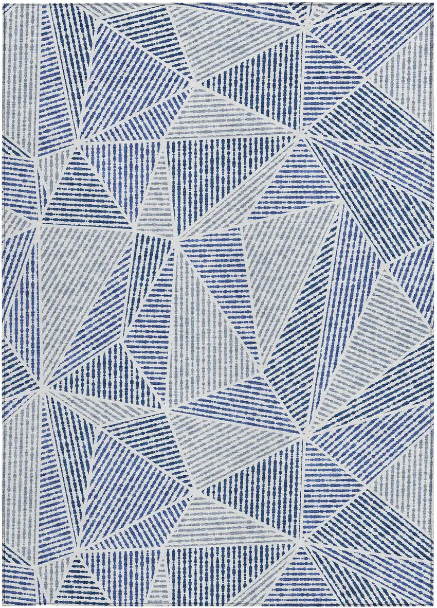 Navy Blue And Denim Blue Geometric Washable Indoor Outdoor Area Rug Photo 6