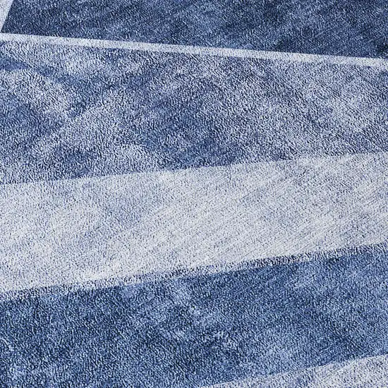 Navy Blue And Denim Blue Geometric Washable Indoor Outdoor Area Rug Photo 8