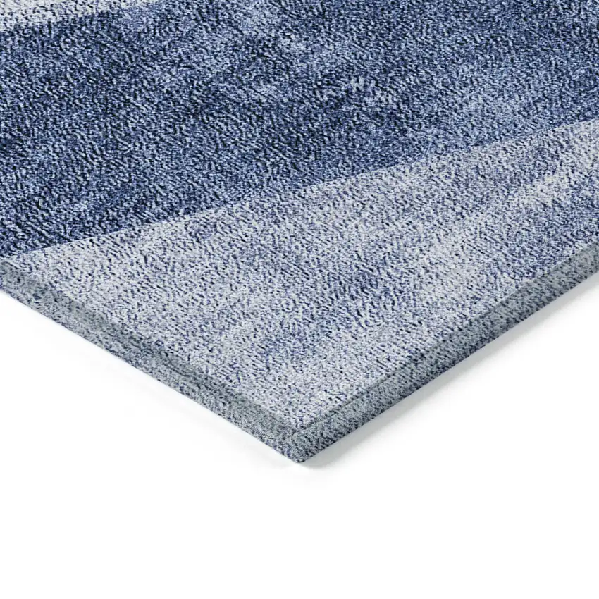 Navy Blue And Denim Blue Geometric Washable Indoor Outdoor Area Rug Photo 5
