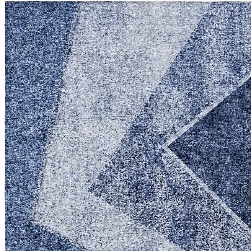 Navy Blue And Denim Blue Geometric Washable Indoor Outdoor Area Rug Photo 6