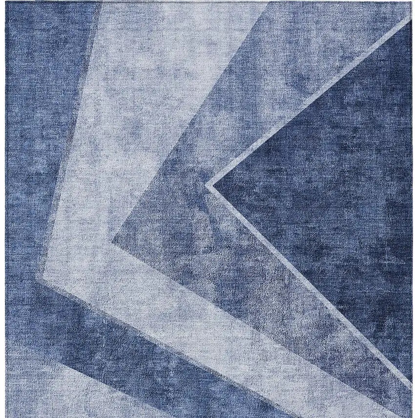 Navy Blue And Denim Blue Geometric Washable Indoor Outdoor Area Rug Photo 7