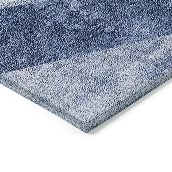Navy Blue And Denim Blue Geometric Washable Indoor Outdoor Area Rug Photo 5