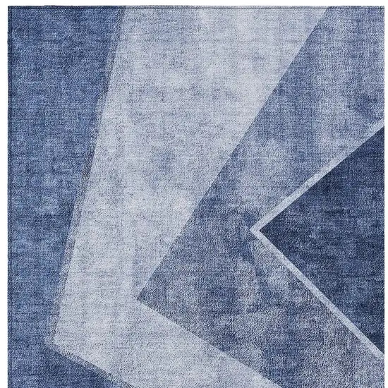 Navy Blue And Denim Blue Geometric Washable Indoor Outdoor Area Rug Photo 6