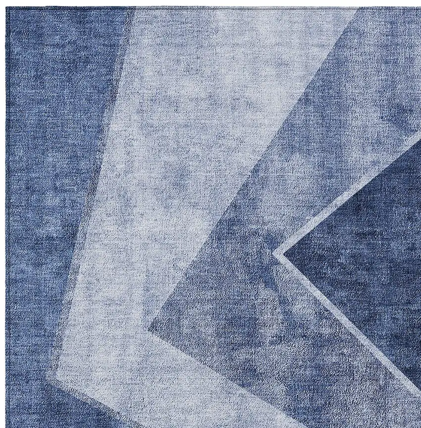 Navy Blue And Denim Blue Geometric Washable Indoor Outdoor Area Rug Photo 6