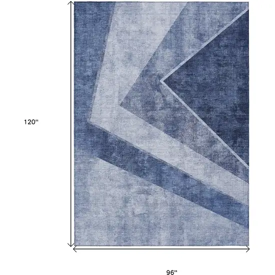 Navy Blue And Denim Blue Geometric Washable Indoor Outdoor Area Rug Photo 3