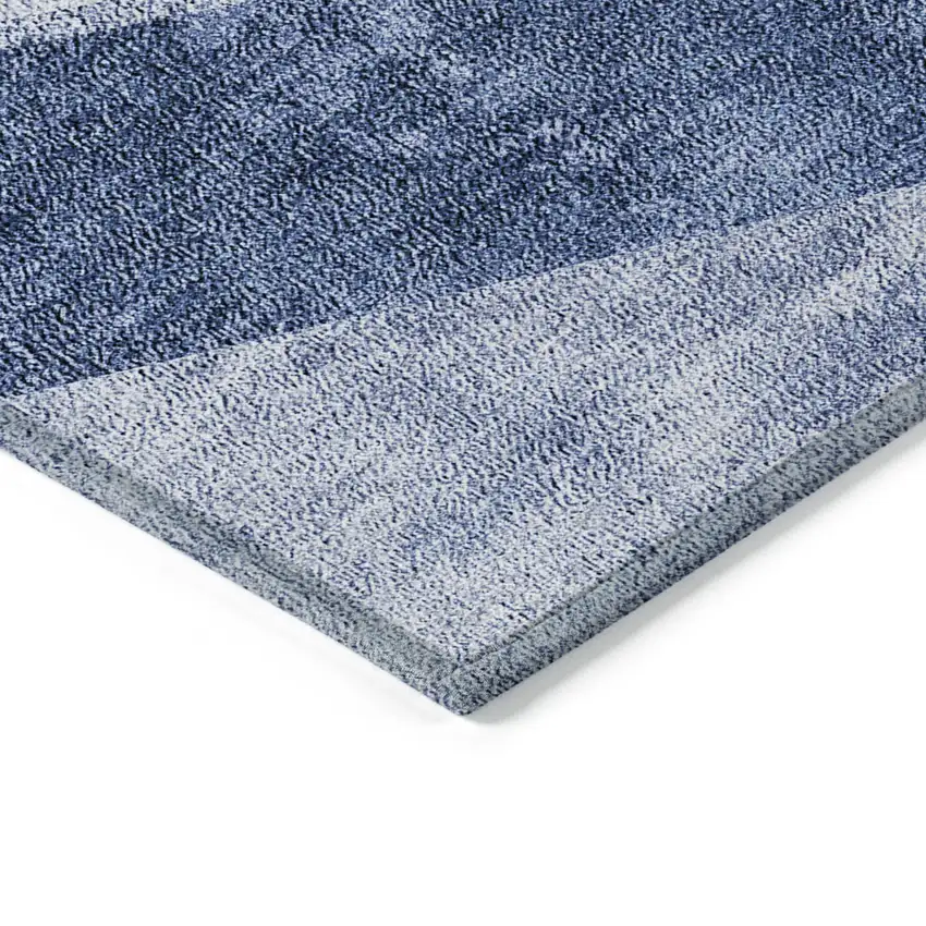 Navy Blue And Denim Blue Geometric Washable Indoor Outdoor Area Rug Photo 5