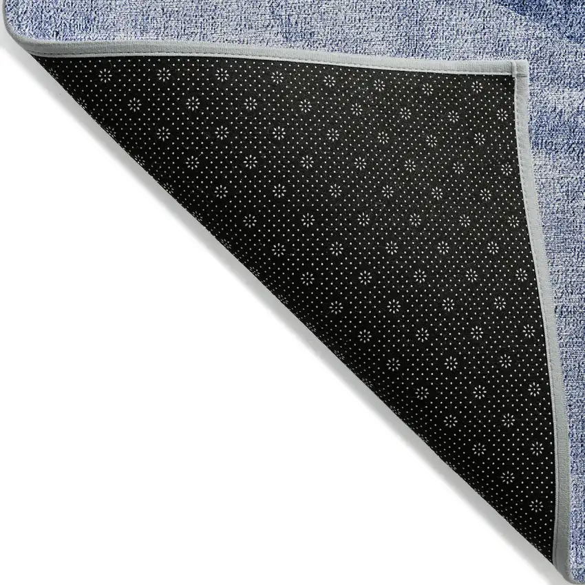 Navy Blue And Denim Blue Geometric Washable Indoor Outdoor Area Rug Photo 4