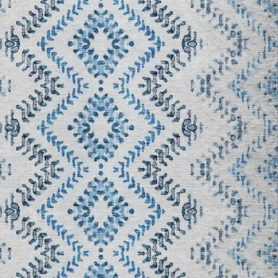 Navy Blue And Denim Blue Geometric Washable Indoor Outdoor Area Rug Photo 5