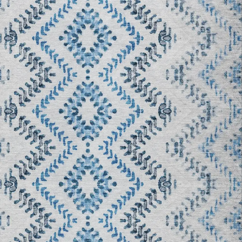 Navy Blue And Denim Blue Geometric Washable Indoor Outdoor Area Rug Photo 5