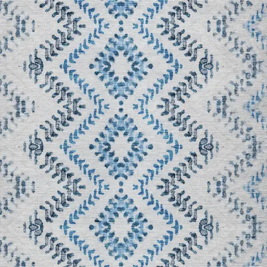 Navy Blue And Denim Blue Geometric Washable Indoor Outdoor Area Rug Photo 6
