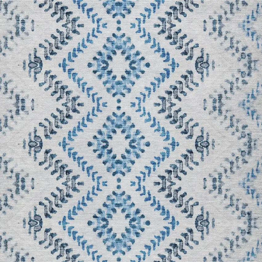 Navy Blue And Denim Blue Geometric Washable Indoor Outdoor Area Rug Photo 6