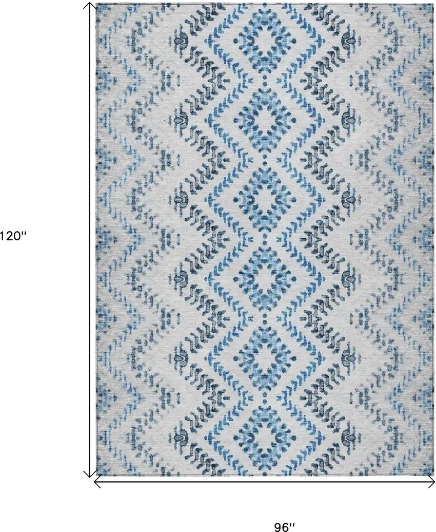 Navy Blue And Denim Blue Geometric Washable Indoor Outdoor Area Rug Photo 3