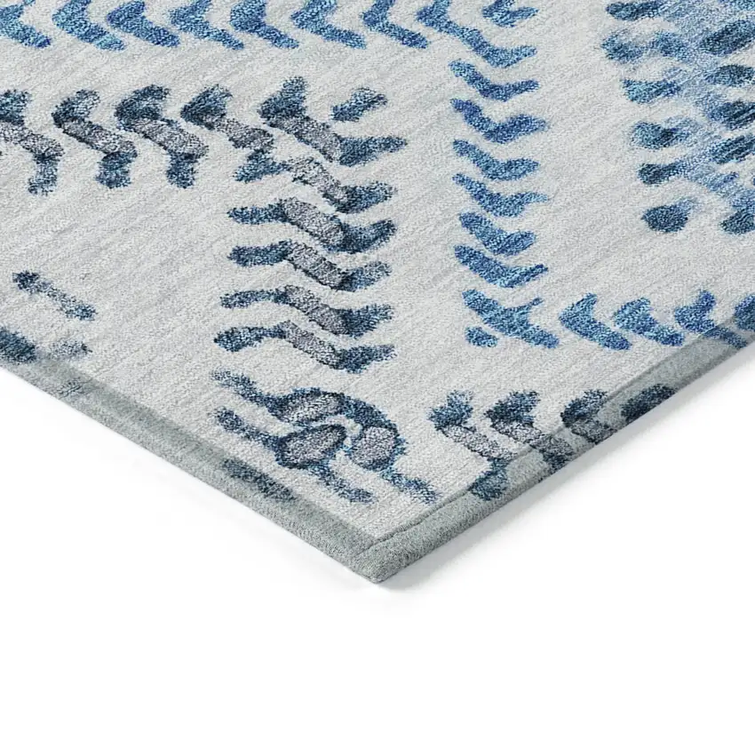 Navy Blue And Denim Blue Geometric Washable Indoor Outdoor Area Rug Photo 5