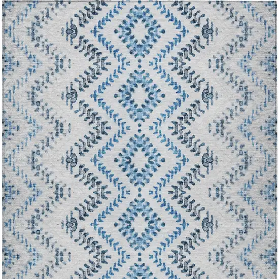 Navy Blue And Denim Blue Geometric Washable Indoor Outdoor Area Rug Photo 6