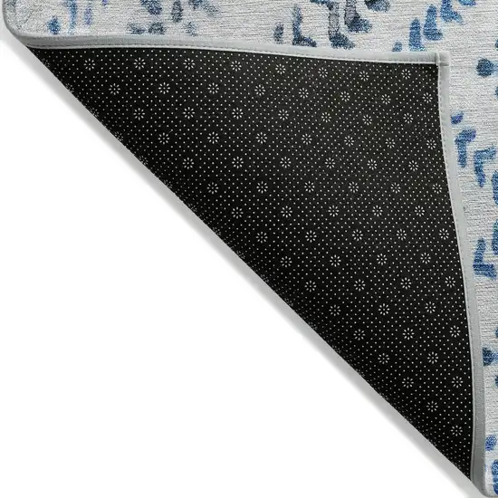 Navy Blue And Denim Blue Geometric Washable Indoor Outdoor Area Rug Photo 3