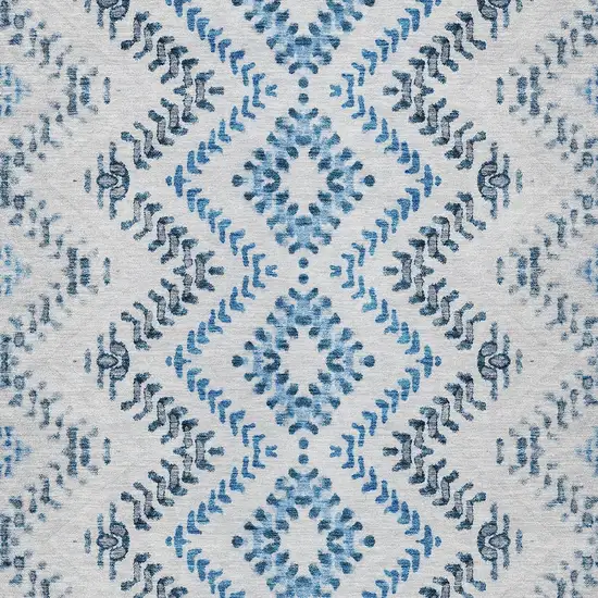 Navy Blue And Denim Blue Geometric Washable Indoor Outdoor Area Rug Photo 5
