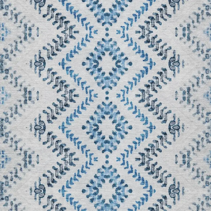 Navy Blue And Denim Blue Geometric Washable Indoor Outdoor Area Rug Photo 5