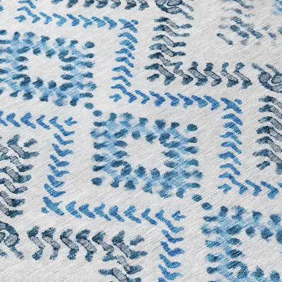 Navy Blue And Denim Blue Geometric Washable Indoor Outdoor Area Rug Photo 8