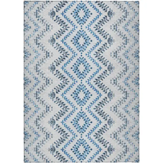 Navy Blue And Denim Blue Geometric Washable Indoor Outdoor Area Rug Photo 2