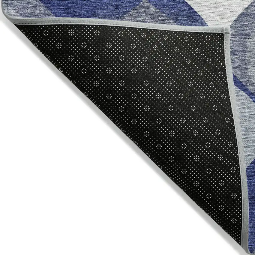 Navy Blue And Denim Blue Ogee Washable Indoor Outdoor Area Rug Photo 3