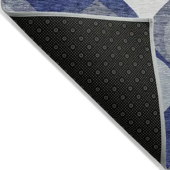 Navy Blue And Denim Blue Ogee Washable Indoor Outdoor Area Rug Photo 3