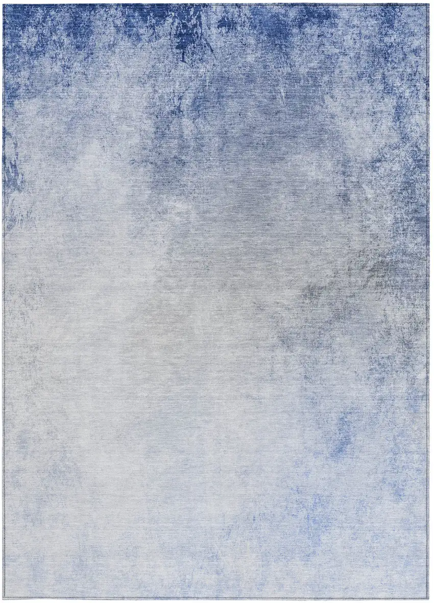Navy Blue And Denim Blue Ombre Washable Indoor Outdoor Area Rug Photo 6