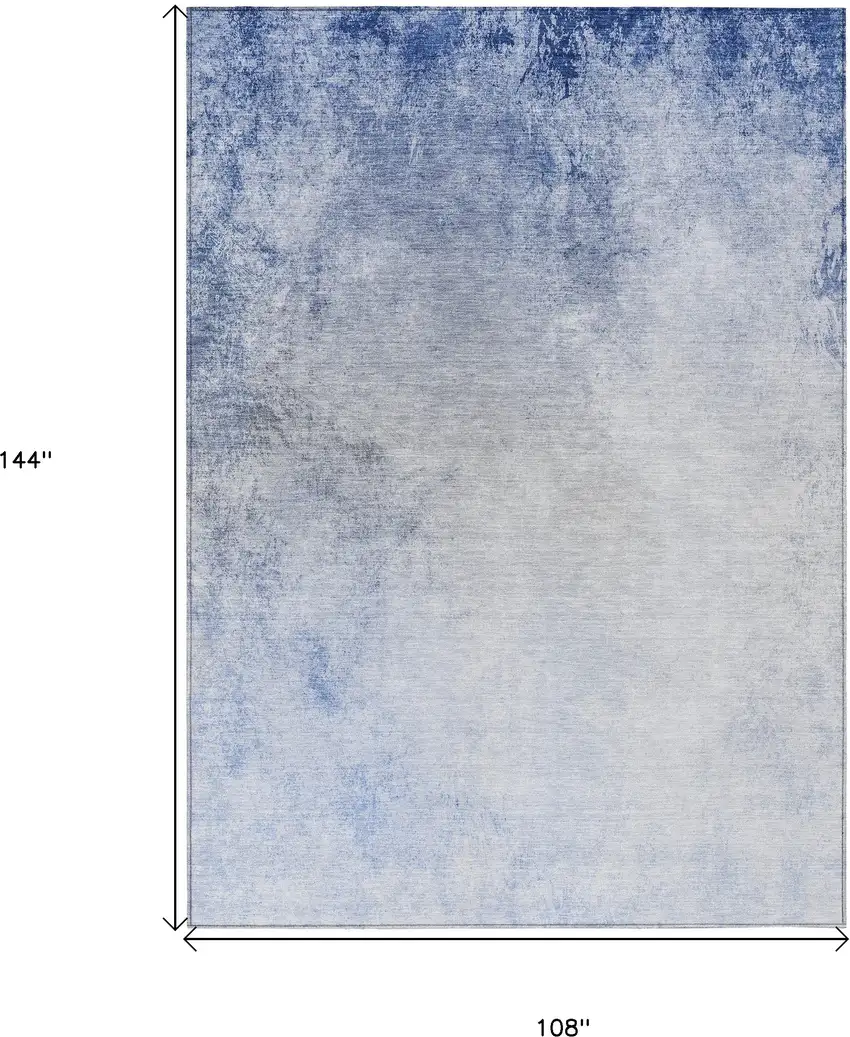 Navy Blue And Denim Blue Ombre Washable Indoor Outdoor Area Rug Photo 3