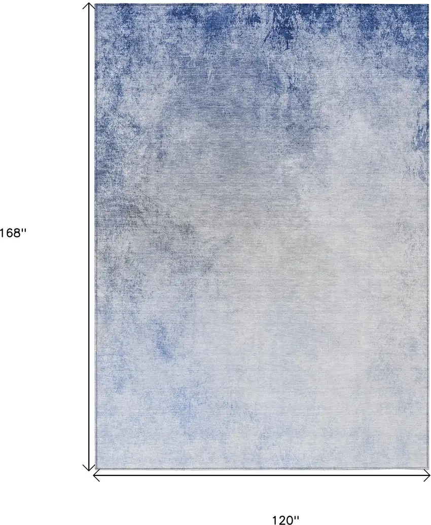 Navy Blue And Denim Blue Ombre Washable Indoor Outdoor Area Rug Photo 3