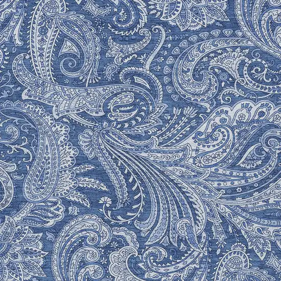 Navy Blue And Denim Blue Paisley Washable Indoor Outdoor Area Rug Photo 5