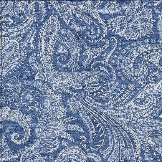 Navy Blue And Denim Blue Paisley Washable Indoor Outdoor Area Rug Photo 5