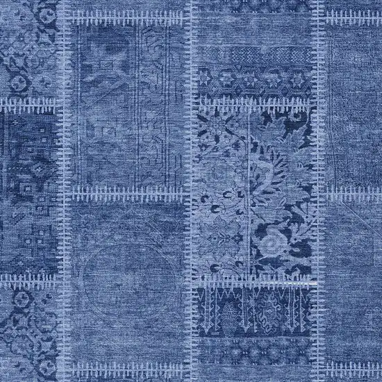 Navy Blue And Denim Blue Patchwork Washable Indoor Outdoor Area Rug Photo 4